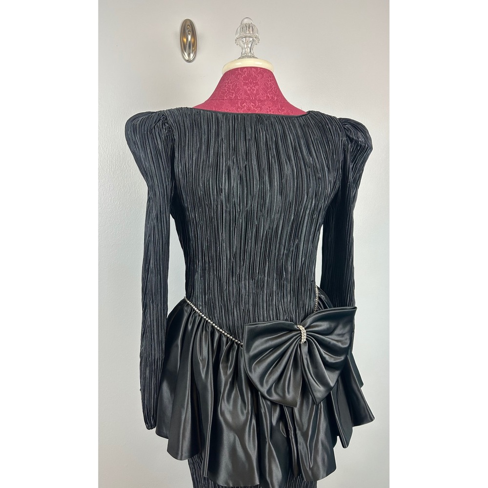 VTG Cattiva Maya Jornot 80s Black Bow Cocktail Dress 4 Hollywood Glam Prom Party - Picture 3 of 16